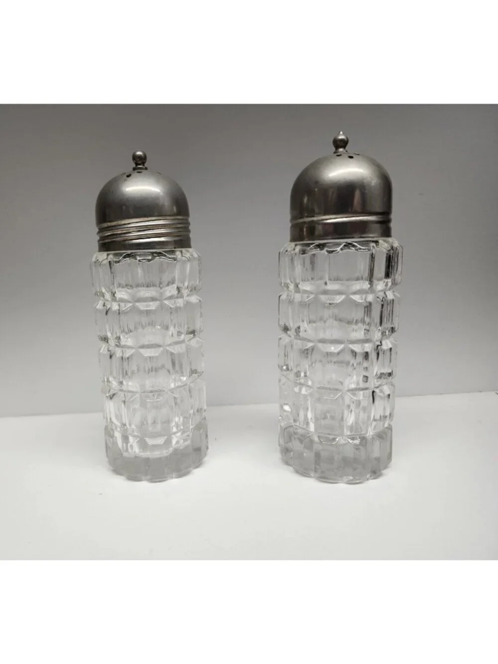 Tall Crystal Salt & Pepper Shakers Vintage 5.25